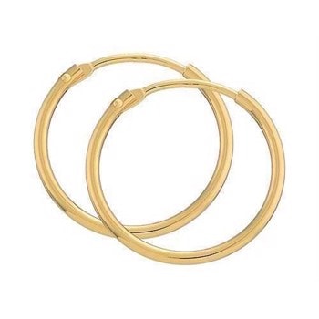 BNH  blanke 14 kt rødguld Øre creoler, Ø 17,5 mm x 1,3 mm
